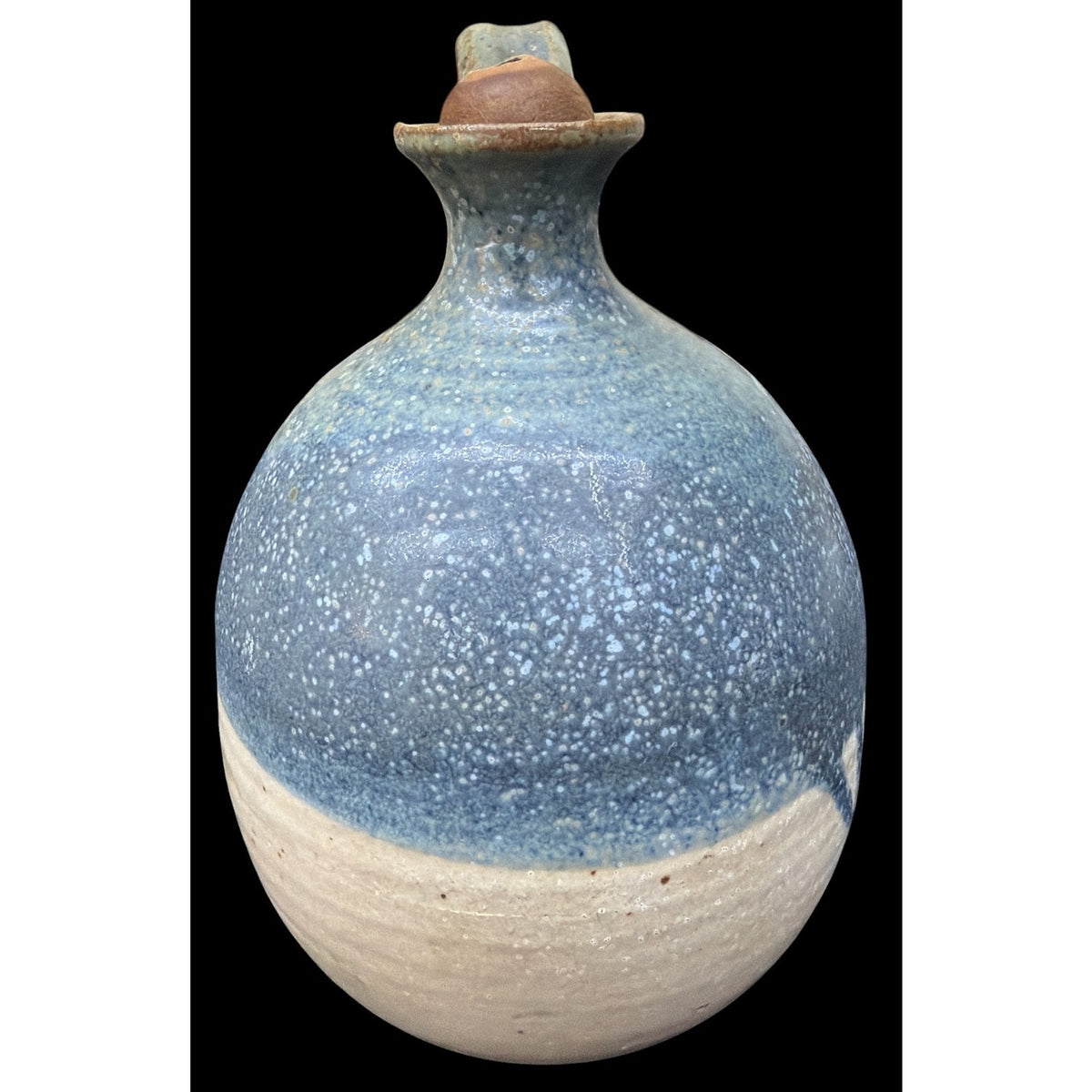 Vintage Signed Studio Pottery Oil Lamp Blue Speckled Stoneware Jug 6" – additional view 11