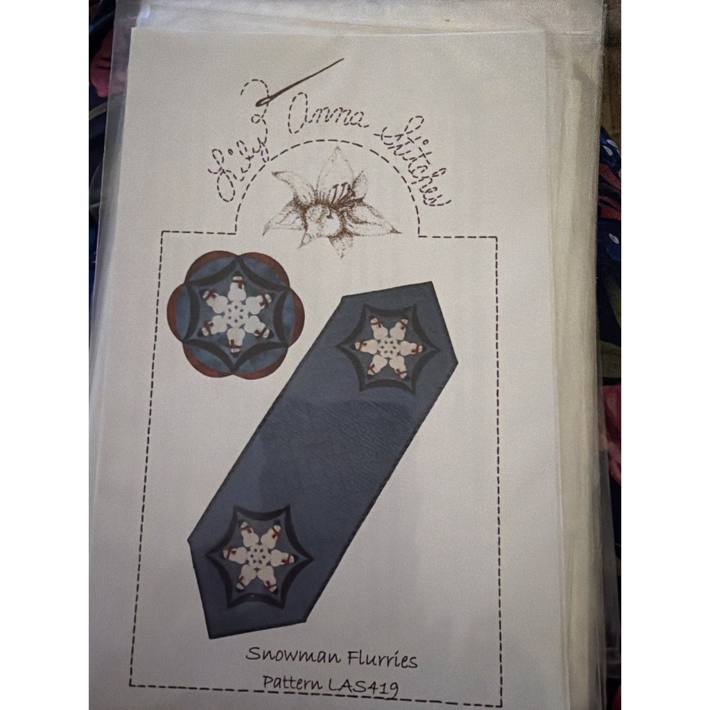 Snowman Flurries Wool Applique Pattern LAS419 Table Runner Mat NEW