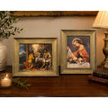 Pair of Vintage Framed Religious Prints Madonna Child & Supper at Emmaus