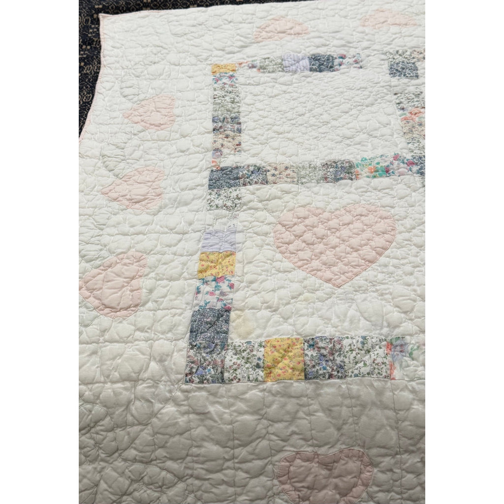 Vintage Hand Quilted Baby Quilt Handmade Nursery Wall Hanging