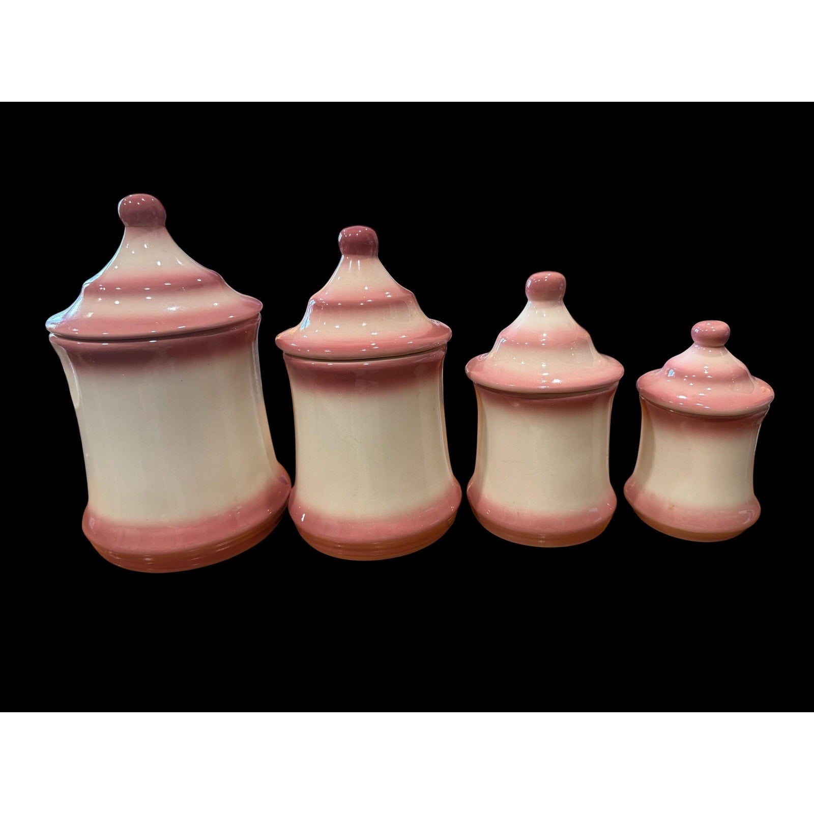 Vintage Pink Floral Ceramic Canister Set – Cottage Kitchen Storage, Made in Japan