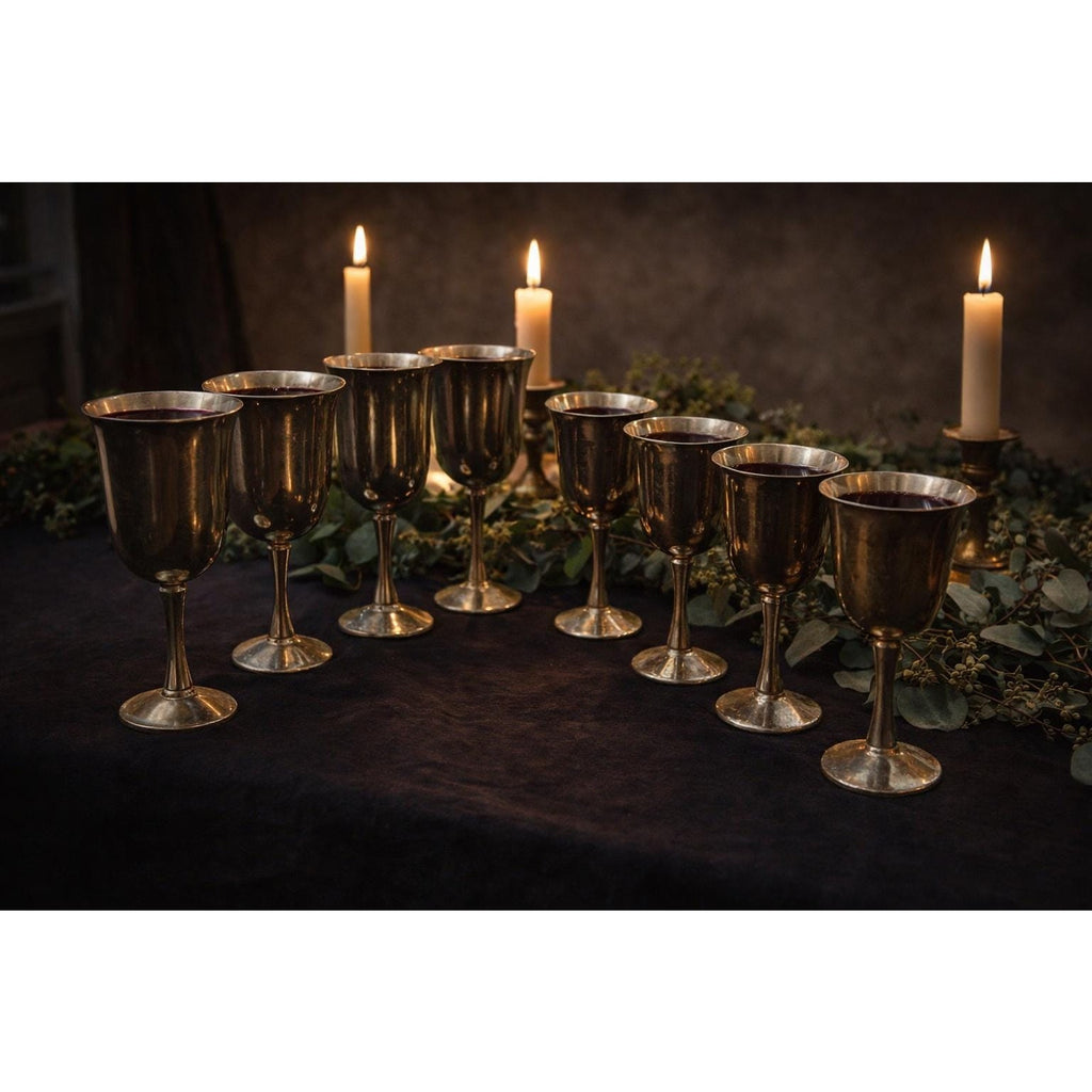 Vintage Silver Goblet Set Medieval Banquet Cups Wedding Chalices Salem