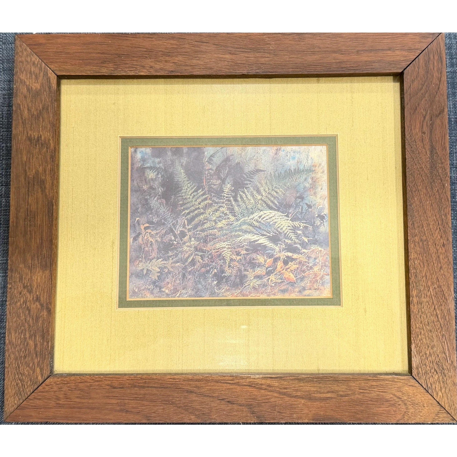 Vintage Fern Botanical Print Framed Woodland Art Cottagecore Nature Decor