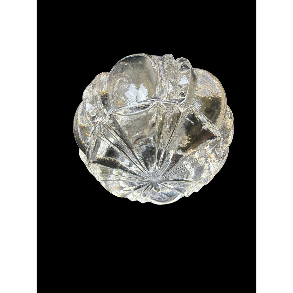 Antique Pressed Glass Handled Decanter with Original Stopper Starburst Pattern