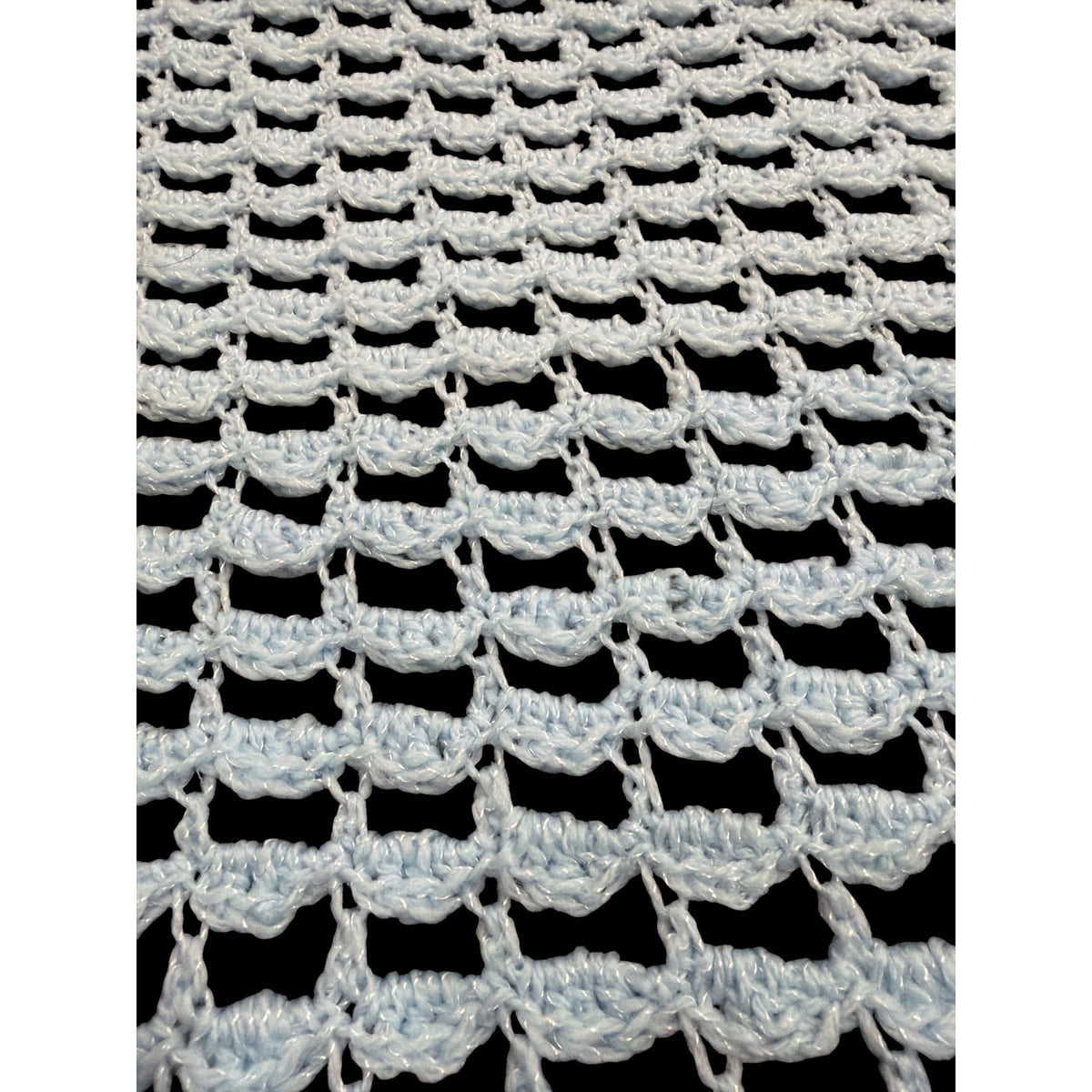 Handmade Baby Blue Crochet Baby Blanket Shell Stitch Receiving Afghan 25 x 42 – additional view 3