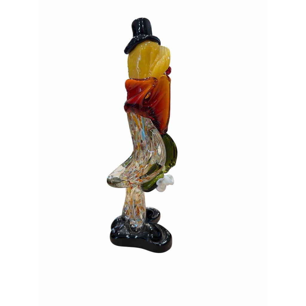 Vintage Murano Style Art Glass Clown Figurine Confetti Glass Top Hat 8"