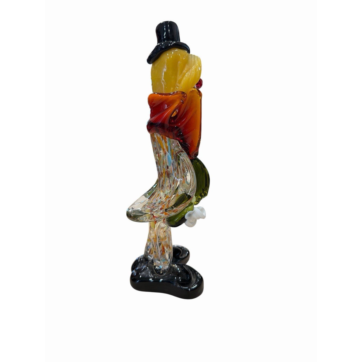 Vintage Murano Style Art Glass Clown Figurine Confetti Glass Top Hat 8"