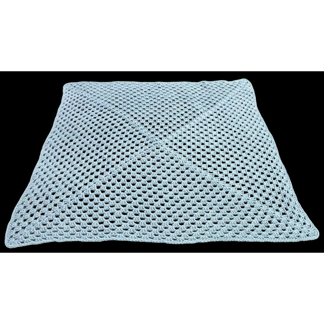 Handmade Crochet Baby Afghan Slate Blue Acrylic Granny Stitch 40 x 40 – additional view 2