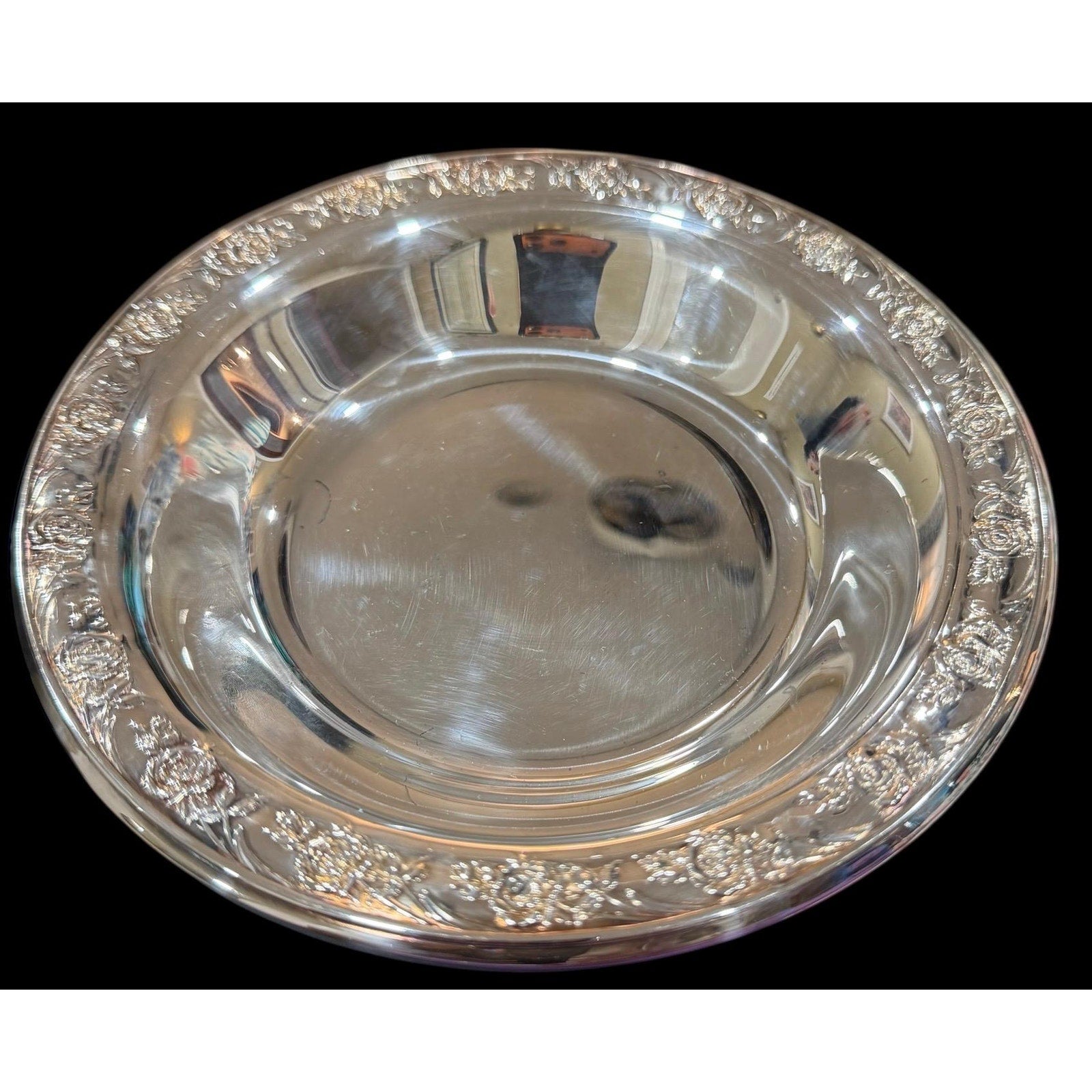 Vintage Reed & Barton Classic Rose Silverplate Bowl Cottage Candy Dish Tea Party Decor