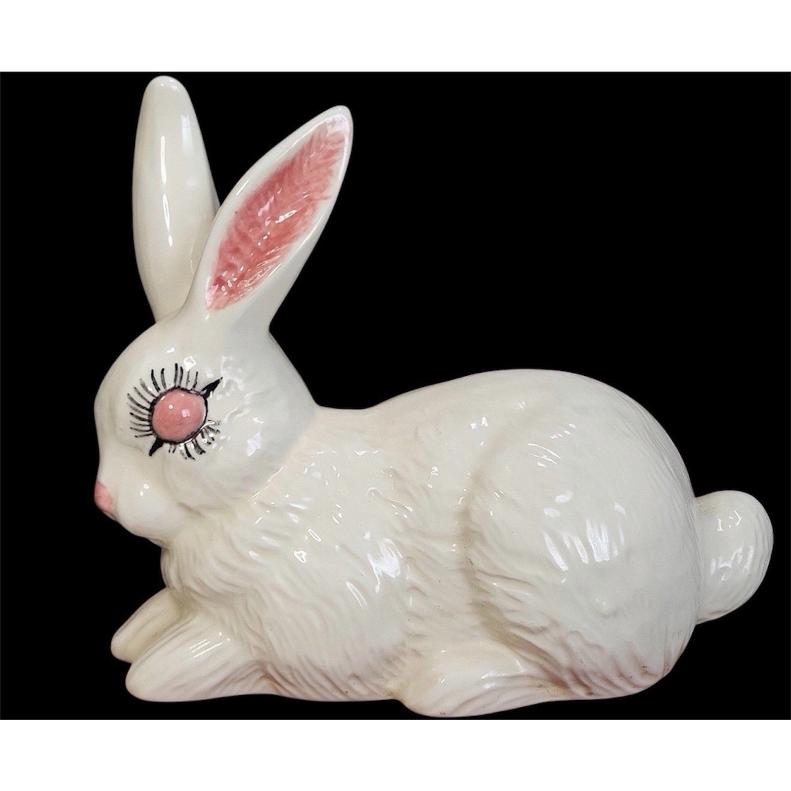Vintage White Ceramic Bunny Figurine Large Easter Rabbit Spring Decor