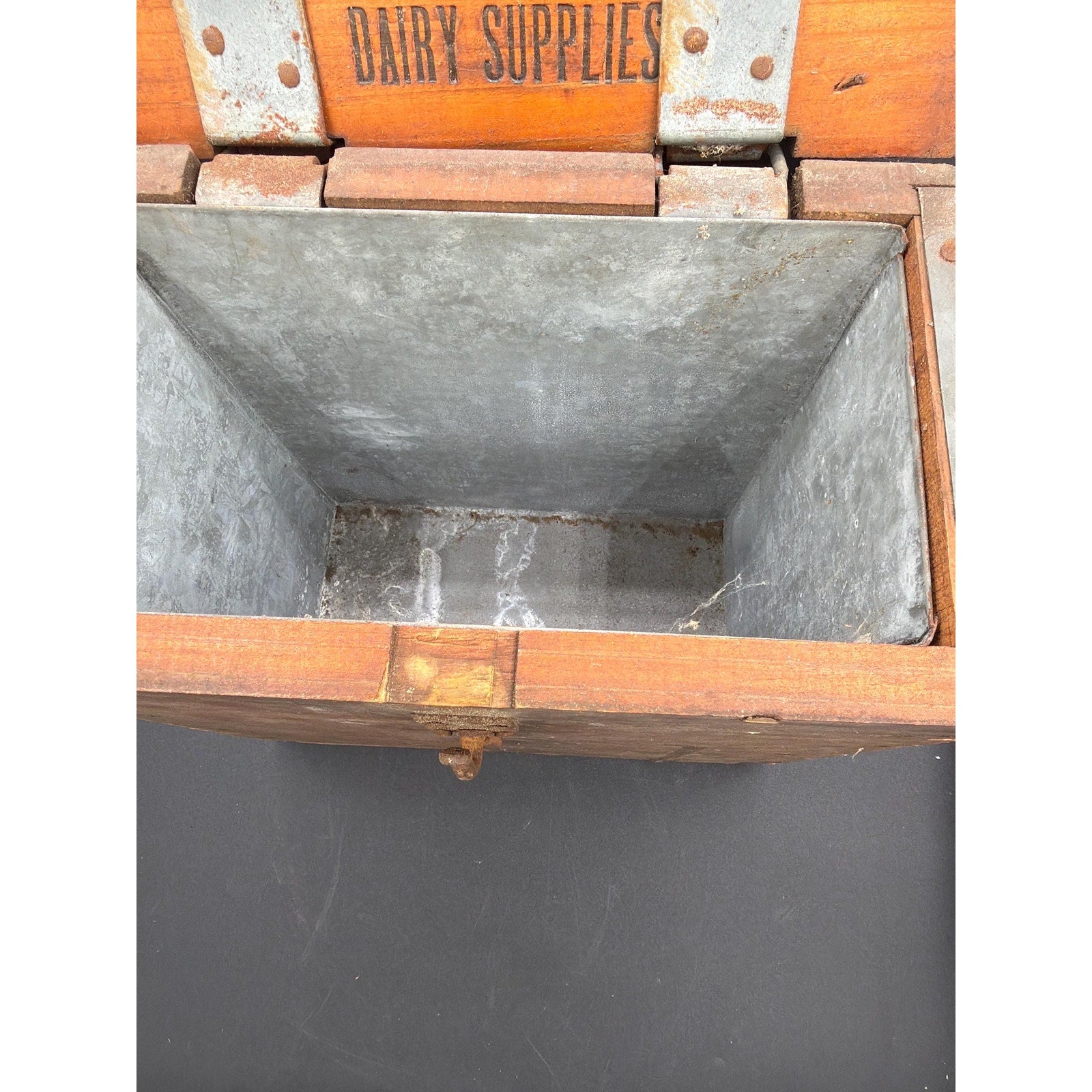 Antique Cherry Burrell Dairy Box AAFA Primitive Wooden Storage Box Farmhouse
