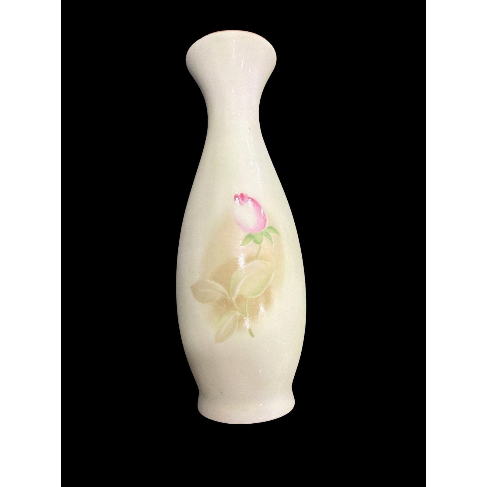 Vintage Lefton China Bud Vase Hand Painted Pink Rose Celadon Green Porcelain Vase Cottage Chic Floral Decor