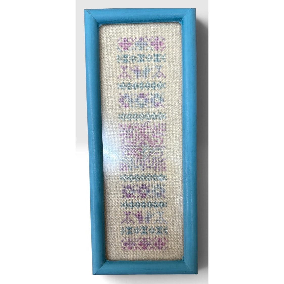Vintage Earth Threads Morning Light Sampler Cross Stitch Beaded Framed – additional view 2