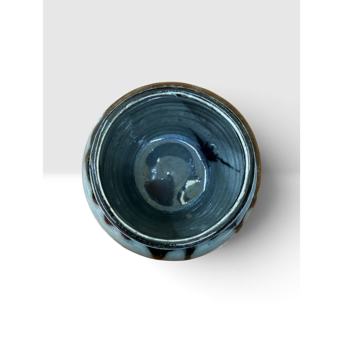 Signed Hand Thrown Studio Pottery Vase Blue Gray Black Drip Glaze – additional view 6