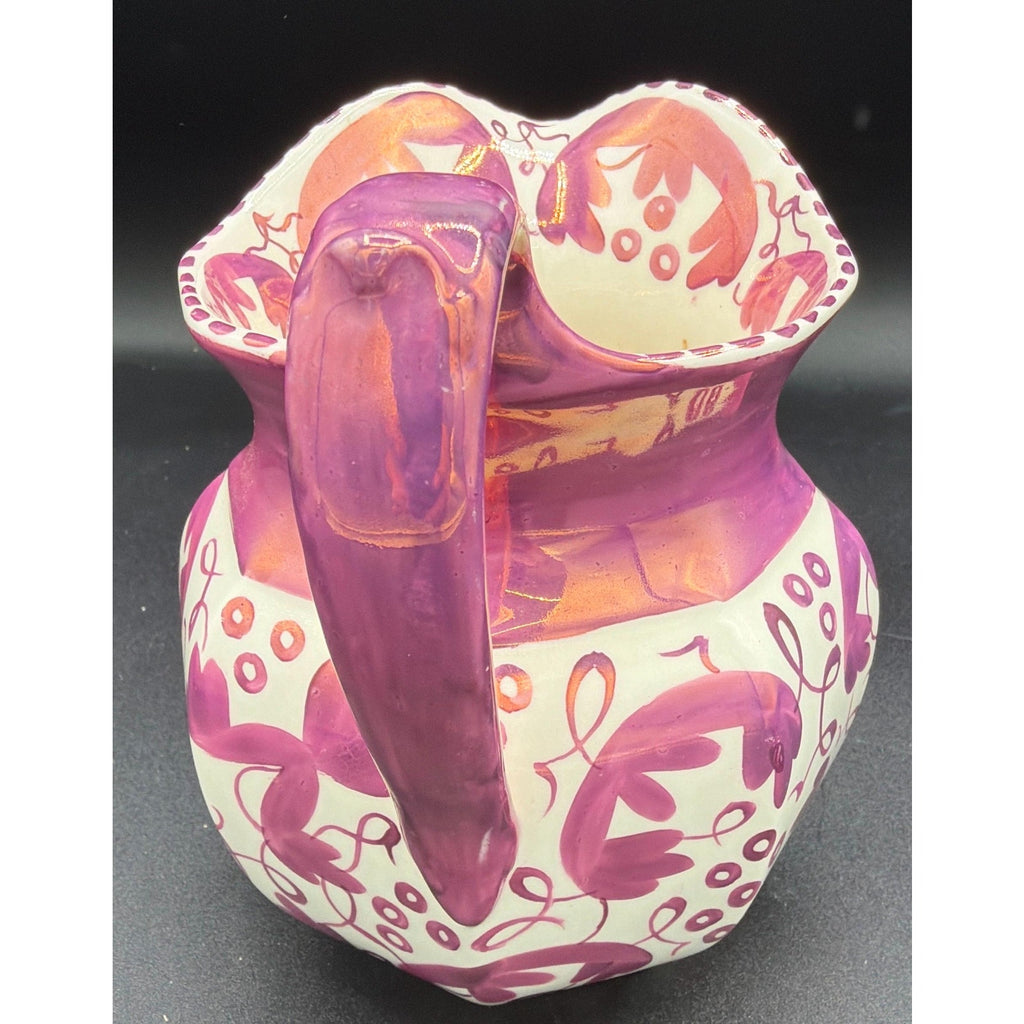 Vintage Wedgwood Pink Lustre Pitcher Vase Etruria England Floral Jug
