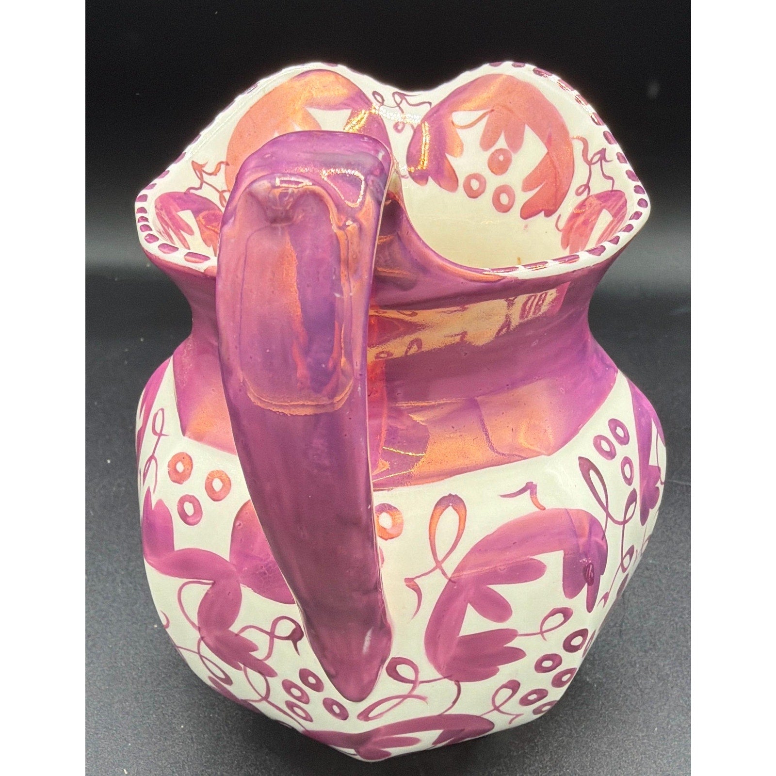 Vintage Wedgwood Pink Lustre Pitcher Vase Etruria England Floral Jug