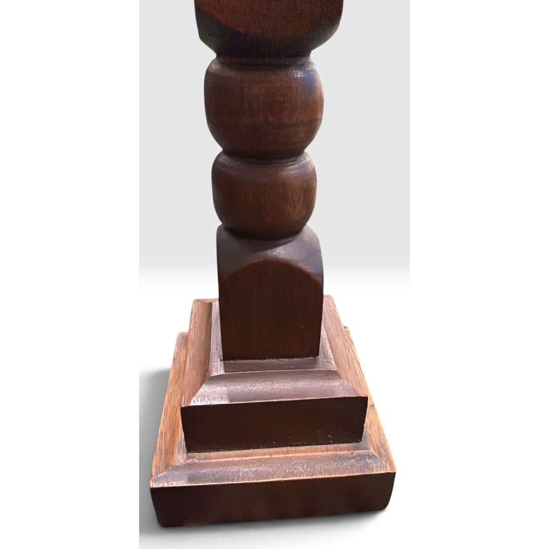 Vintage Hardwood Candlestick Holders Pair Dark Walnut Finish Brass Cups 6.5 Inch – additional view 7