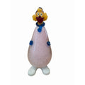 Vintage Italian Art Glass Clown Figurine Pink Blue Original Serouya Label 9.5"
