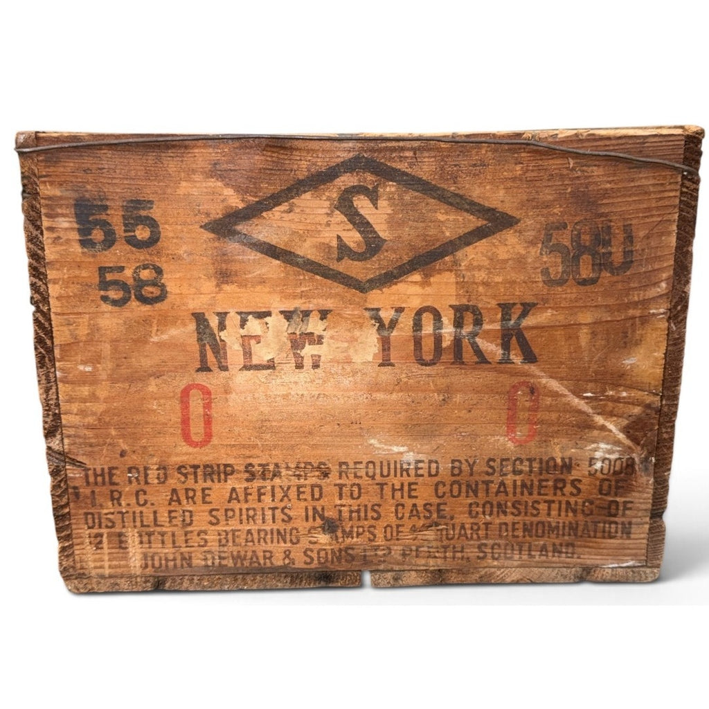 Vintage Dewar's Scotch Whisky Wooden Crate John Dewar & Sons Scotland 1950s