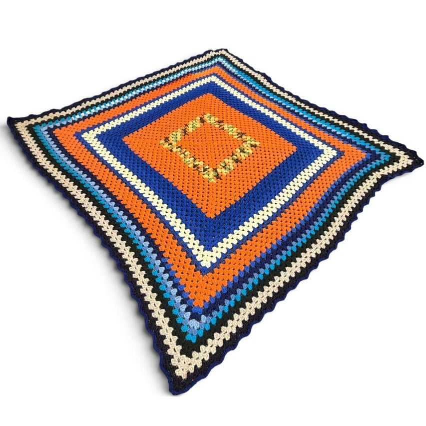 October Sky Handmade Crochet Granny Square Afghan Lap Throw 45 Inch