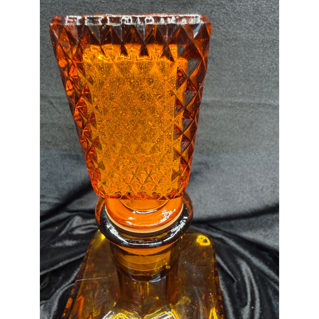 Vintage Viking Yesteryear Amber Glass Decanter with Stopper Mid Century Barware