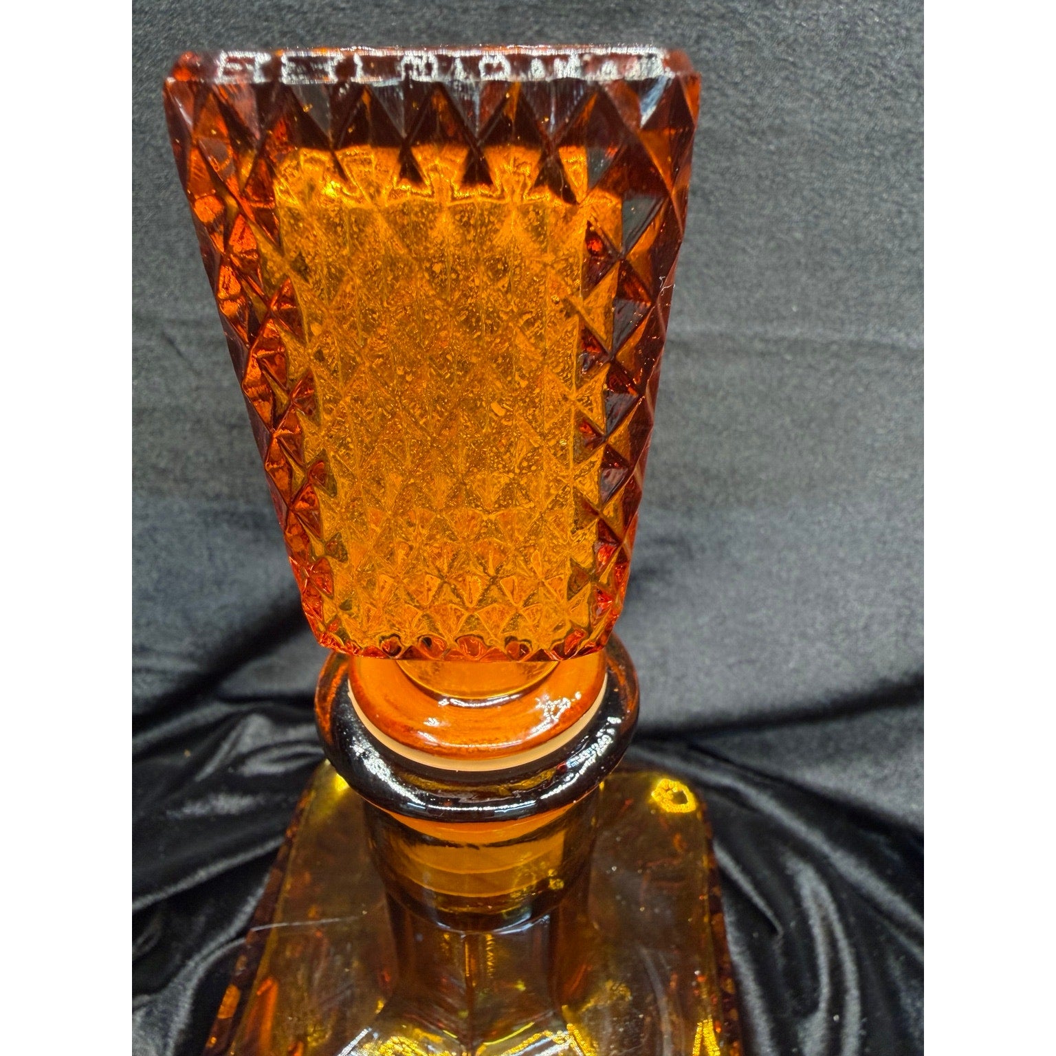 Vintage Viking Yesteryear Amber Glass Decanter with Stopper Mid Century Barware