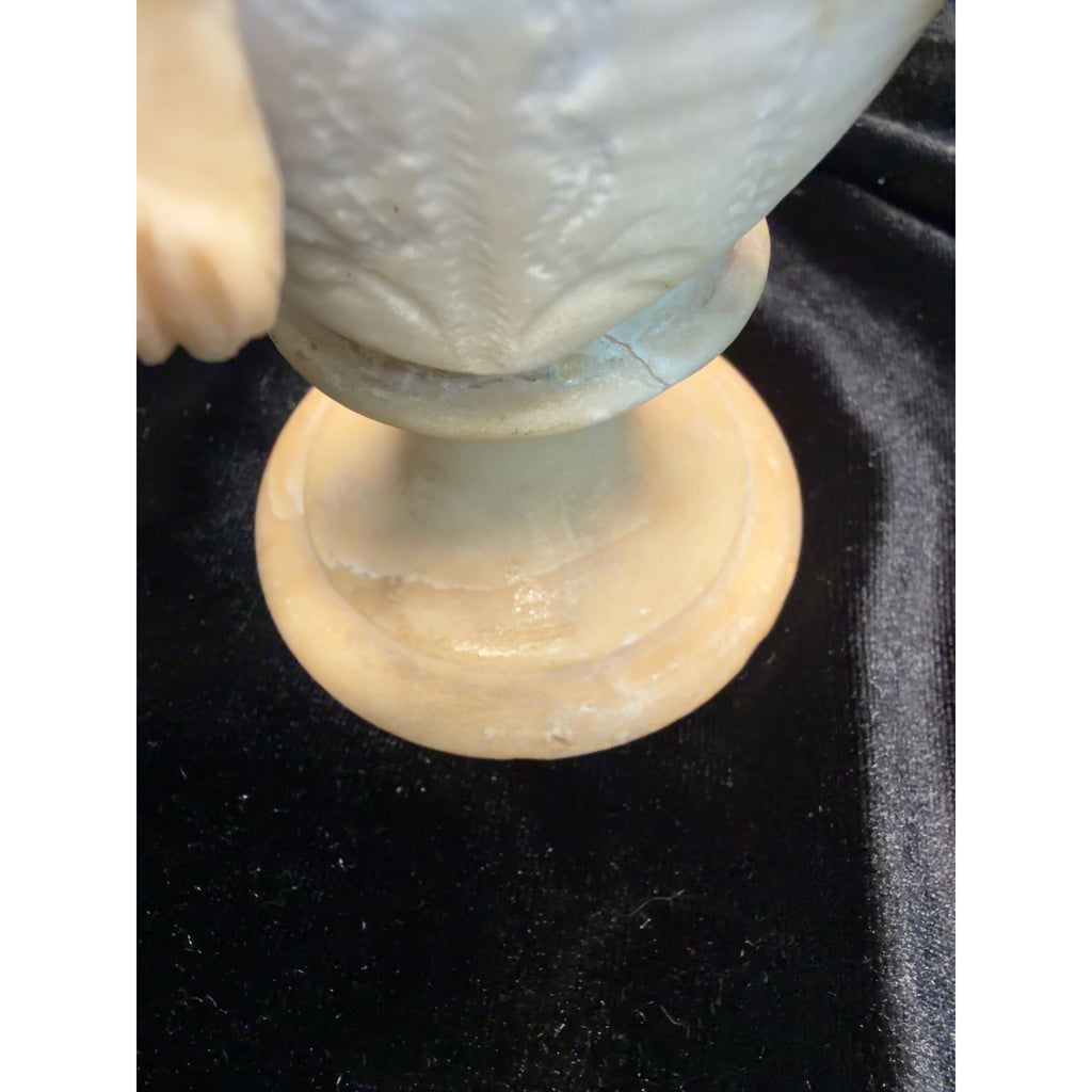 Antique Italian Hand Carved Alabaster Girl Bust Victorian Bonnet Sculpture