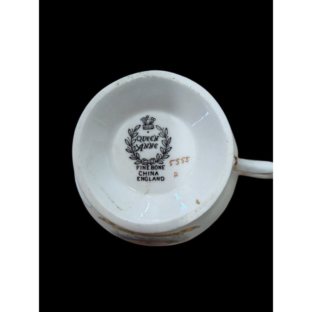 Vintage Queen Anne England Plymouth Rock Massachusetts Teacup Saucer Set