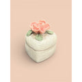 Porcelain Rose Trinket Box Heart-Shaped Bridal Keepsake & Proposal Ring Box