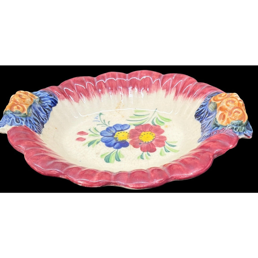 Vintage Made in Japan Floral Soap Dish Chippy Primitive Pottery 1930s – additional view 2