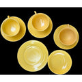 Hazel Atlas Moderntone Peach Platonite Cups Saucers Dishes 8 Pc Set – main view