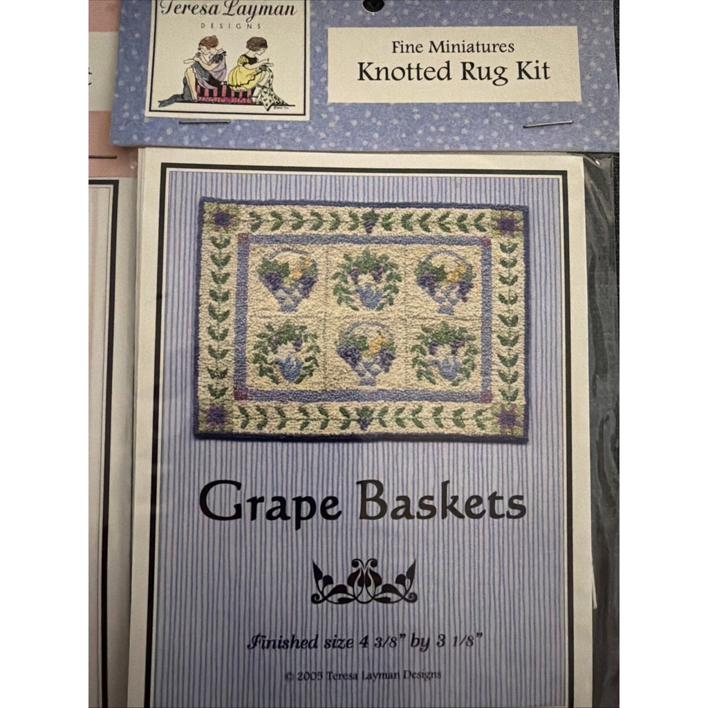 Teresa Layman Grape Baskets Miniature Knotted Rug Kit NOS Sealed