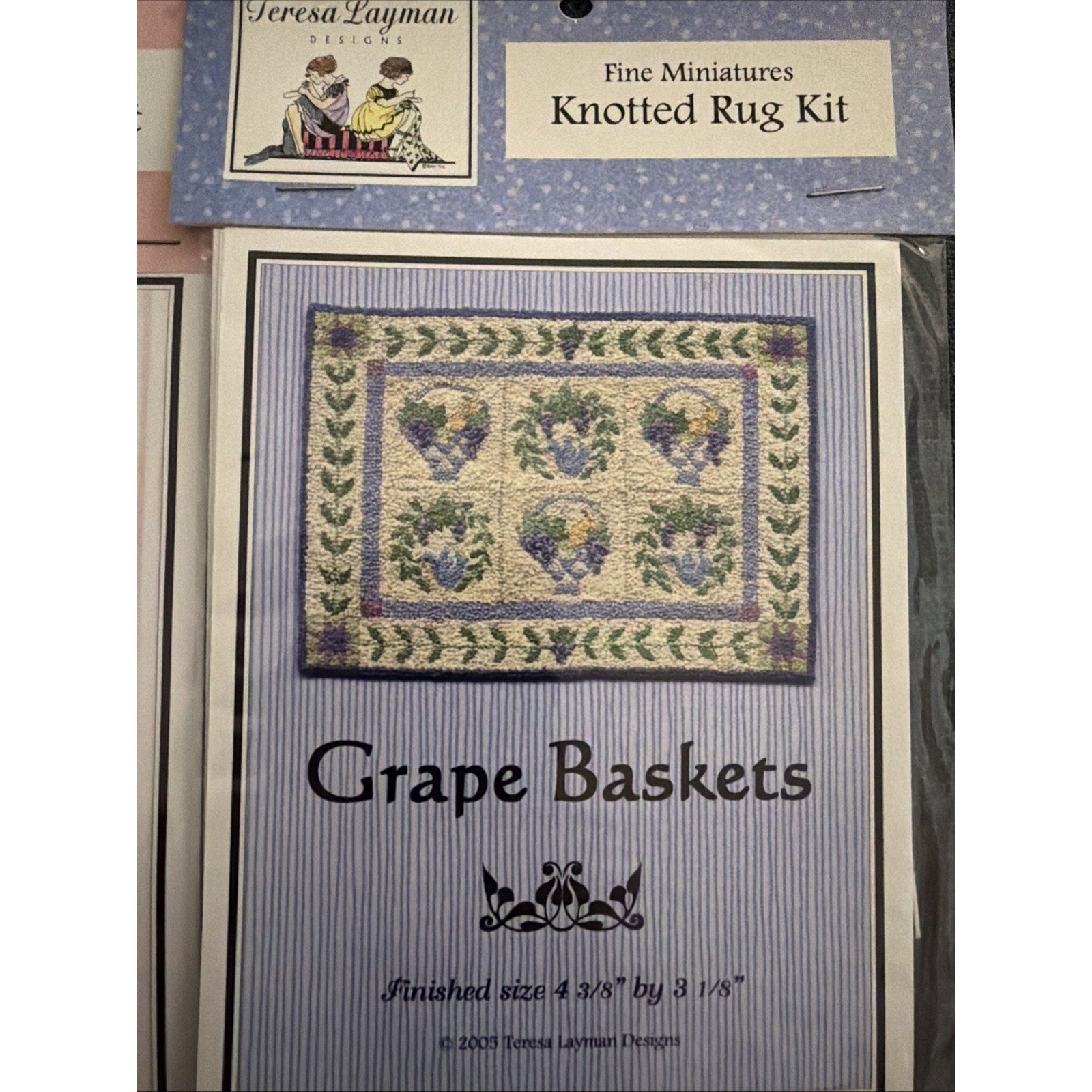 Teresa Layman Grape Baskets Miniature Knotted Rug Kit NOS Sealed