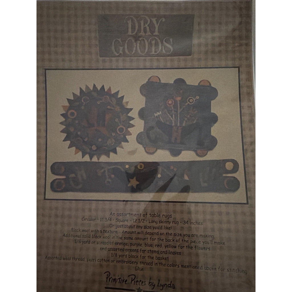 Primitive Pieces by Lynda Dry Goods Wool Applique Table Rug Pattern Folk Art