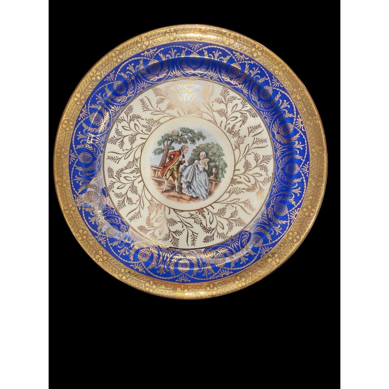 Vintage TST Bromley Salad Plates Set of 7 Cobalt Blue 22K Gold Taylor Smith
