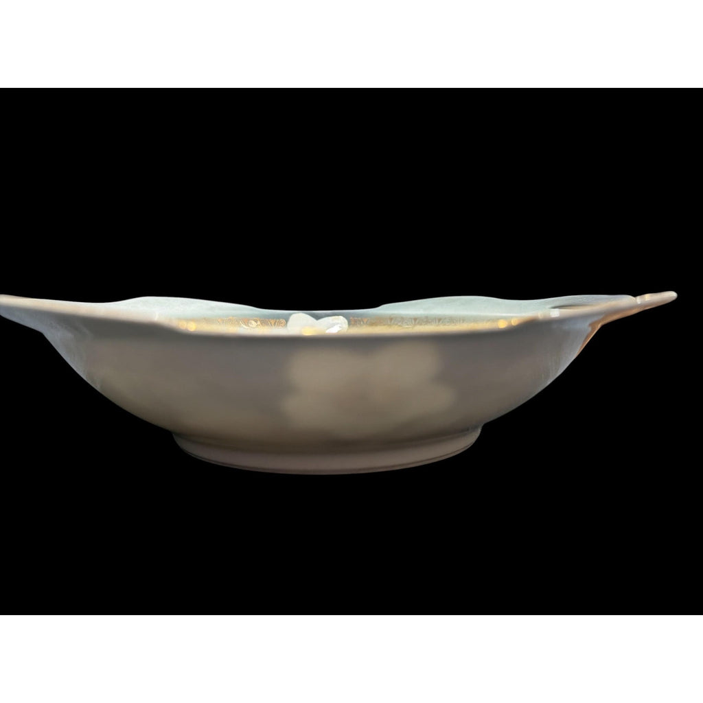Antique RS Germany Porcelain Bowl Blue Gold Floral Handled Edwardian