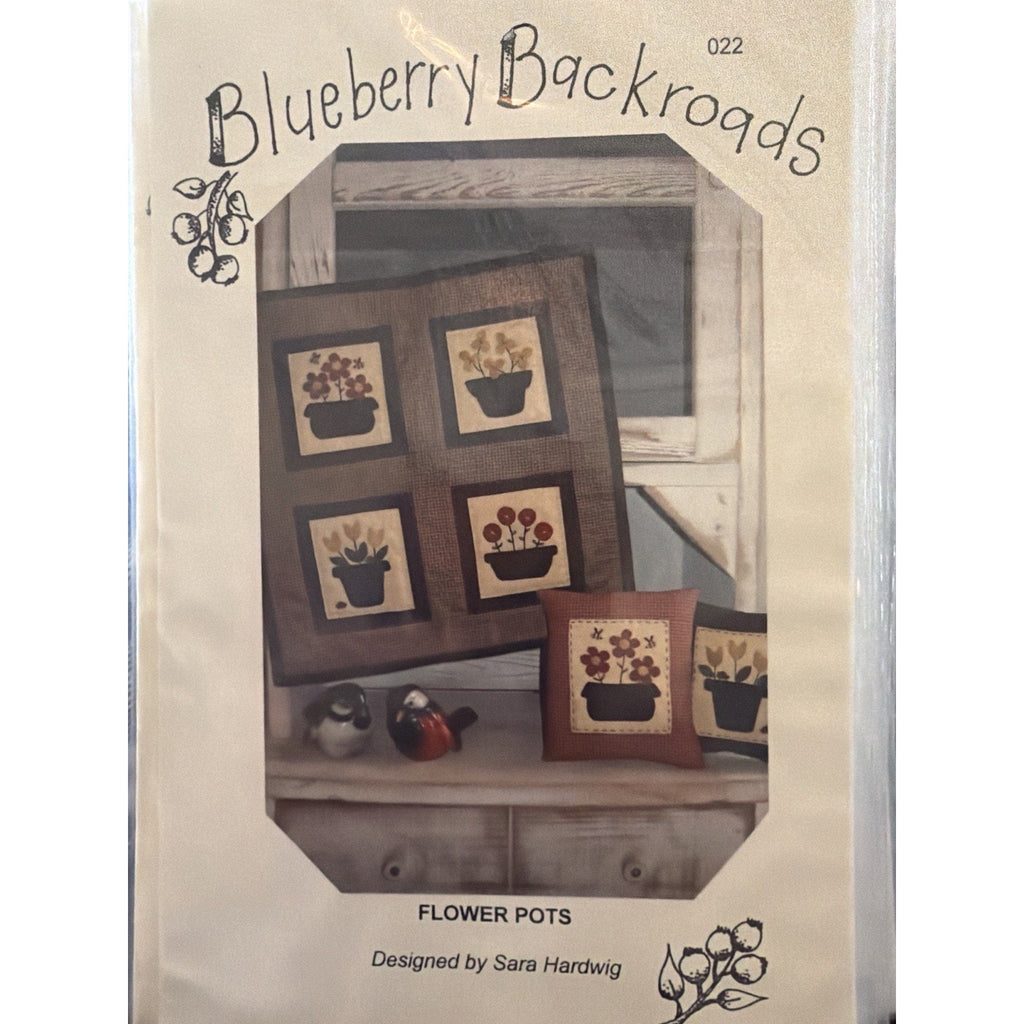 Blueberry Backroads Flower Pots Primitive Quilt Pattern 022
