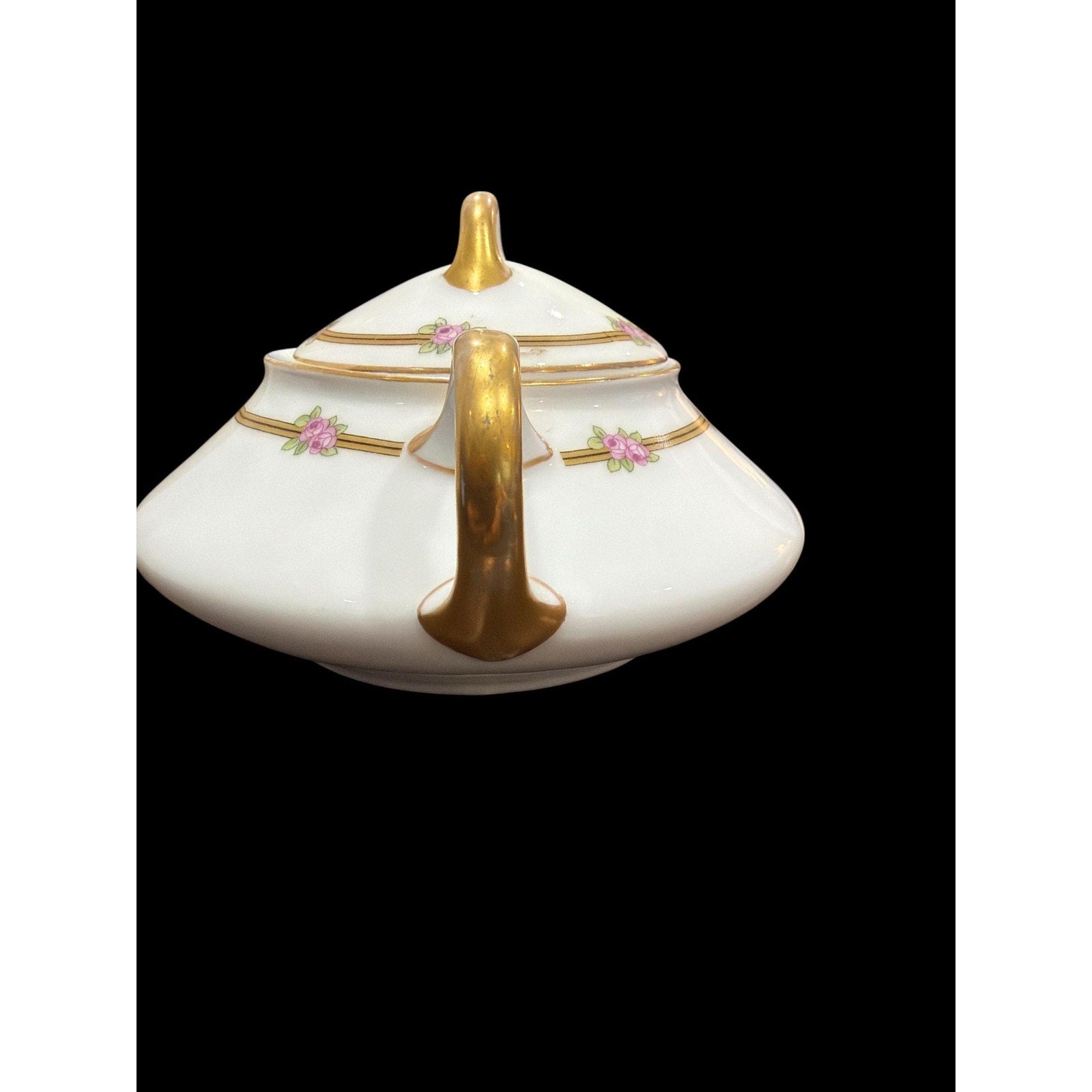 Vintage Trianon Bavaria Sugar Bowl: Pink Rose Garland, Gold Trim