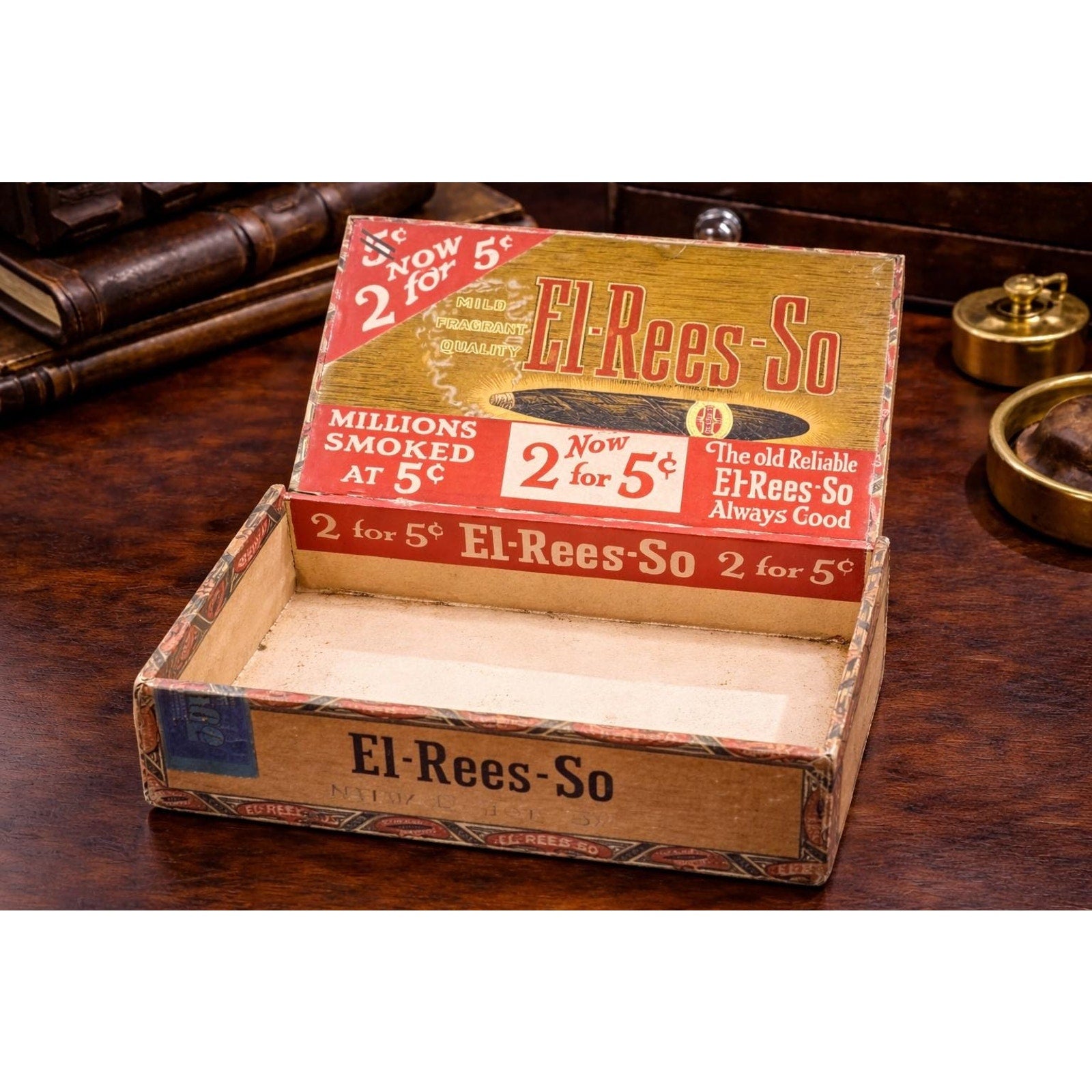 Antique General Store Display Box El Rees So 2 for 5 Cent Advertising