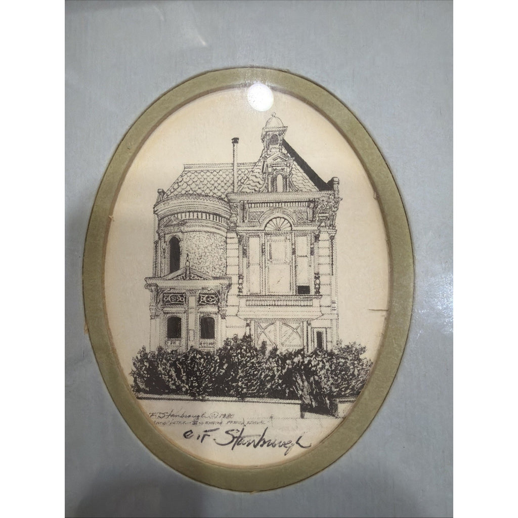 Vintage C.F. Stanbrough Victorian House Print Signed Framed Architectural Art