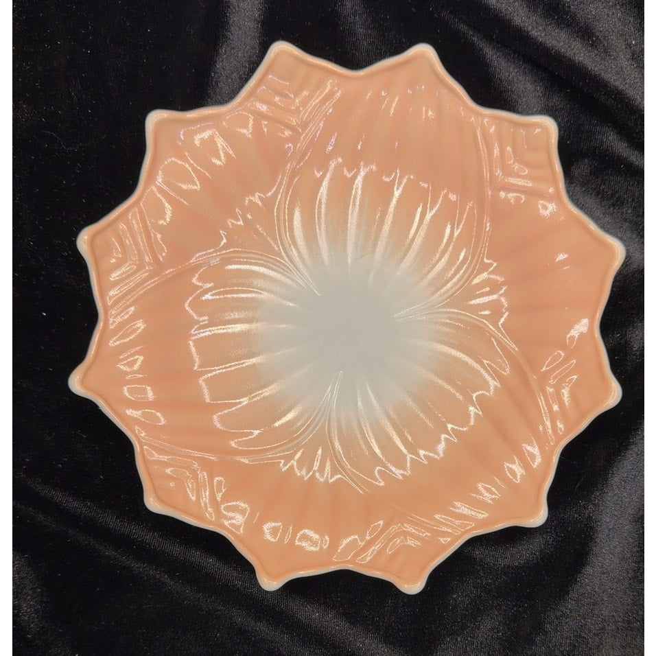 Vintage Pink Luster Porcelain Floral Vanity Plate Soap Dish 8 Inch