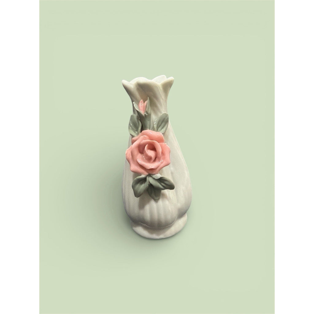 Petite Porcelain Rose Bud Vase | Delicate Floral Accent for Romantic Spaces