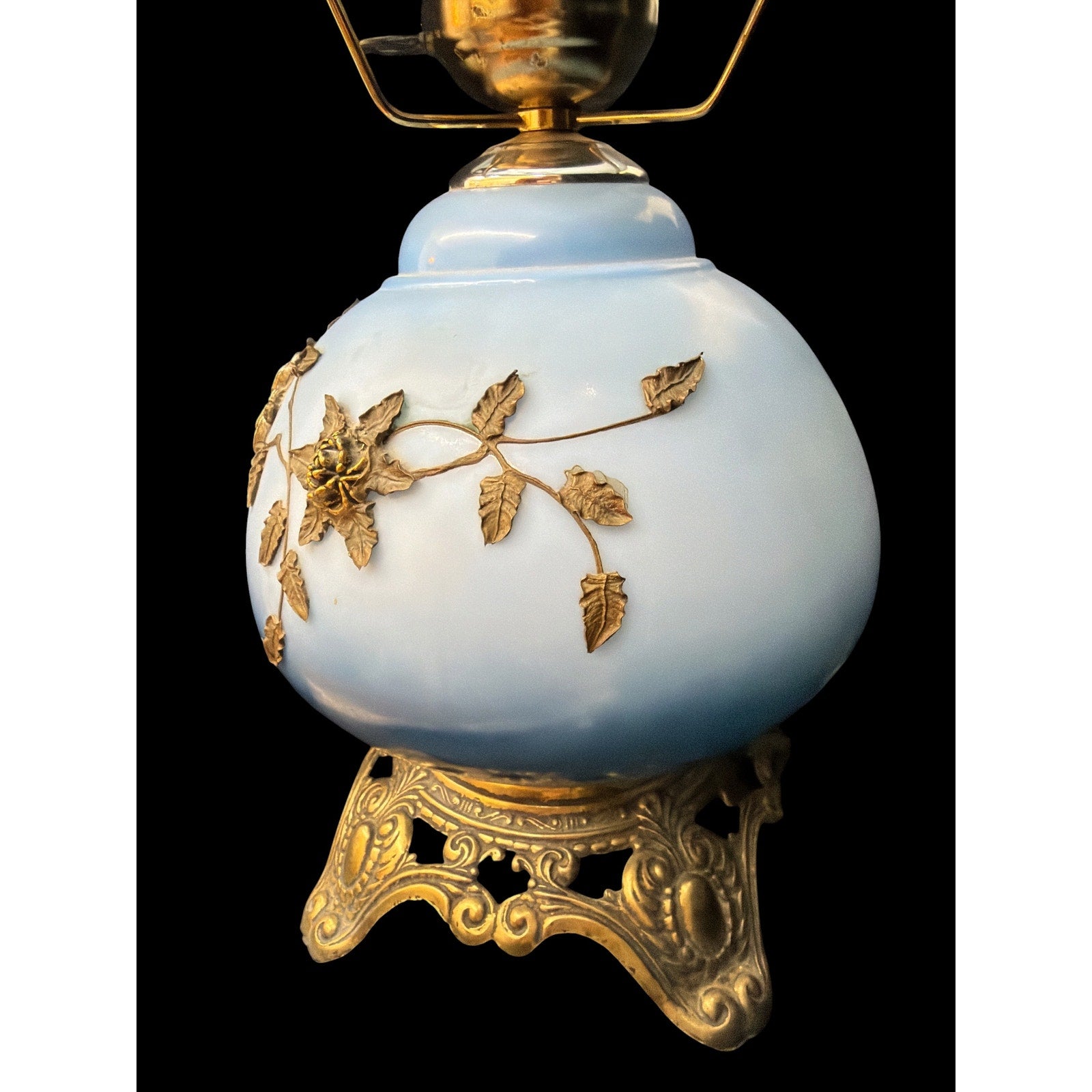 Falkenstein Attributed Blue Opaline Gone With the Wind Table Lamp