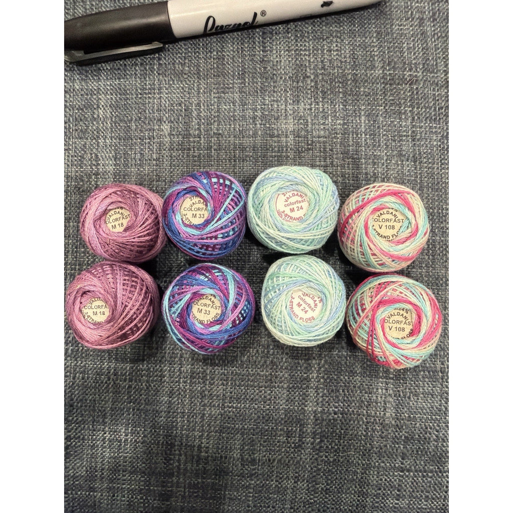 Cotton Candy Lagoon Valdani Cotton Thread Lot 8 Balls M33 M18 M24