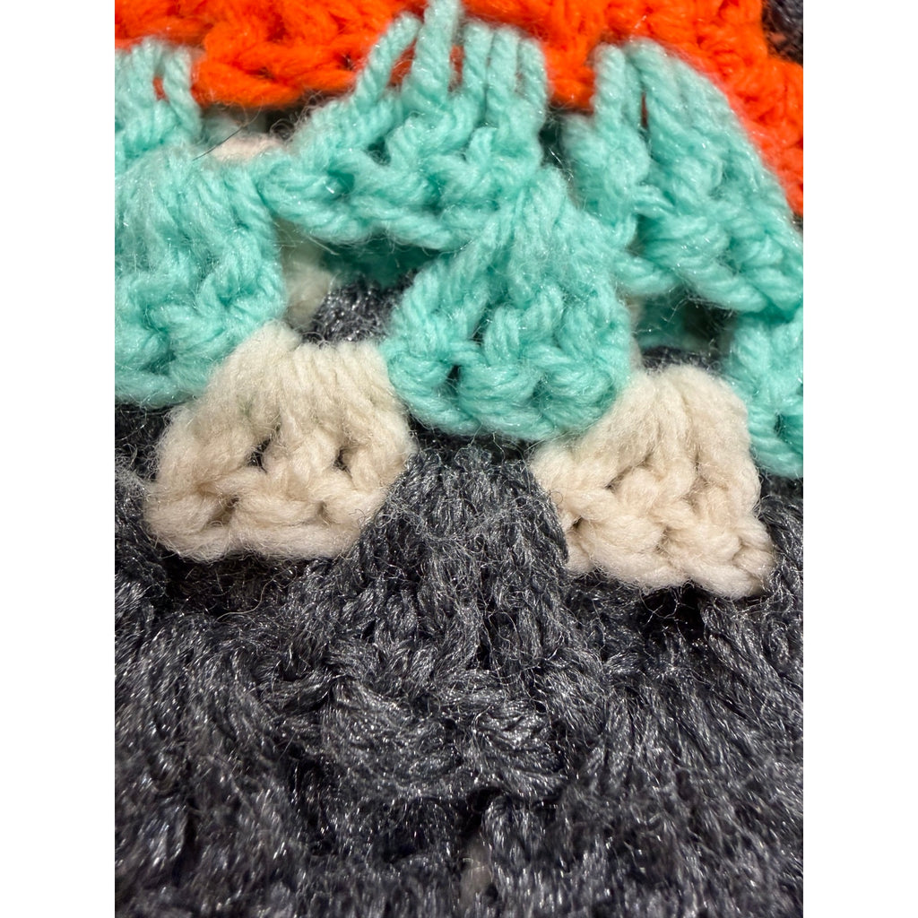 Vintage Crochet Lap Afghan Atomic Autumn Handmade 42 Inch