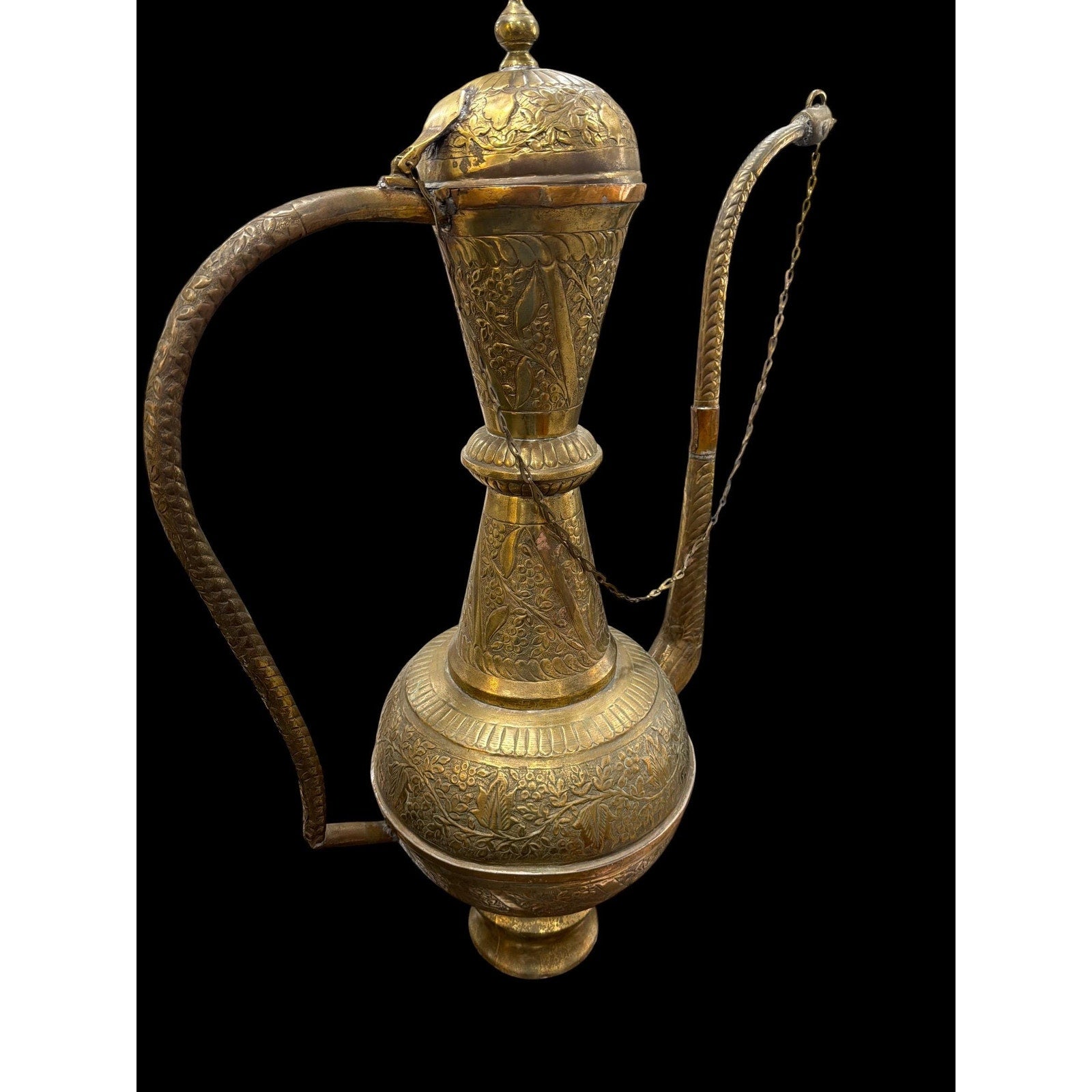 Monumental Vintage Brass Ewer Urn | 28" Hand-Worked Brass & Copper Vessel