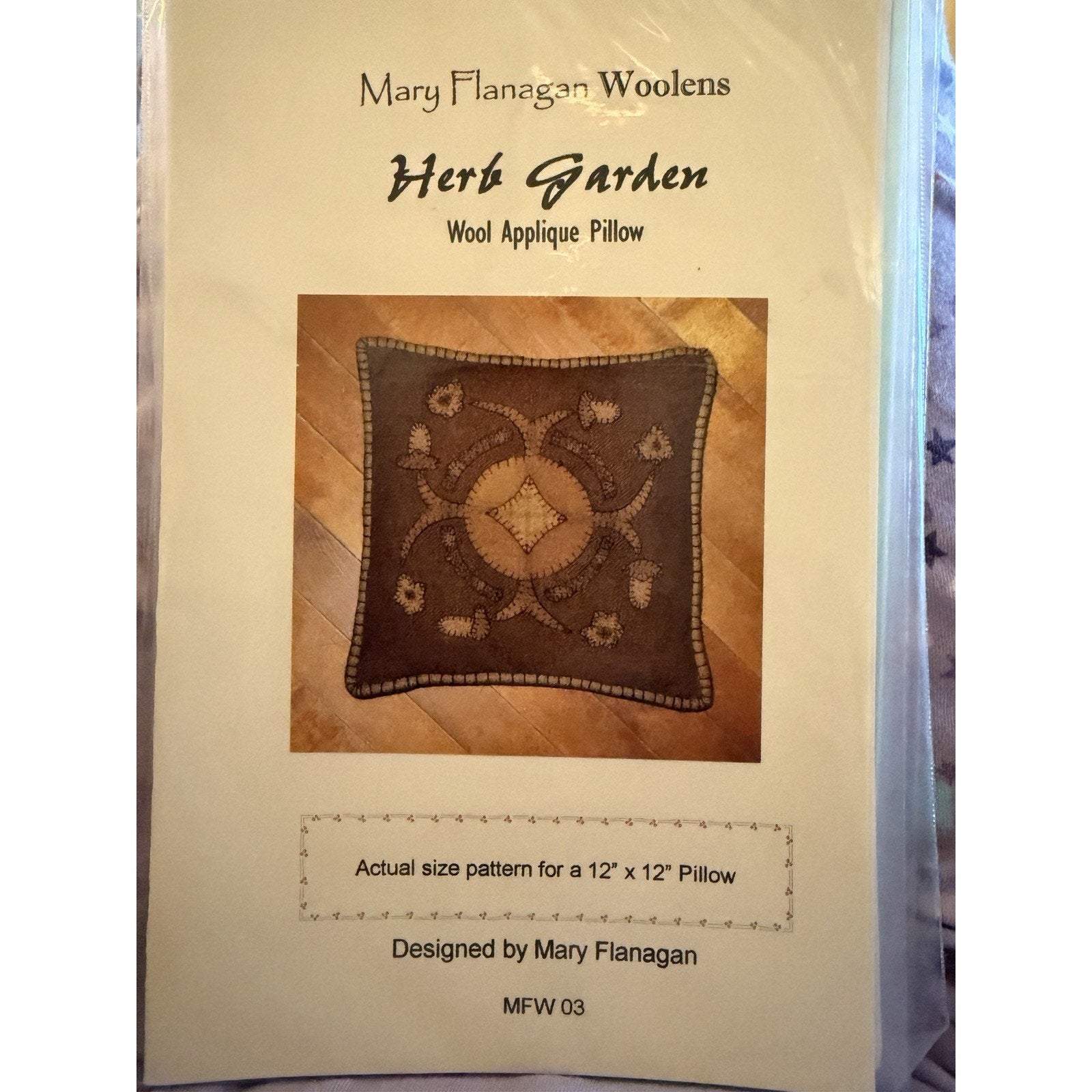 Herb Garden Wool Applique Pillow Pattern Mary Flanagan Woolens