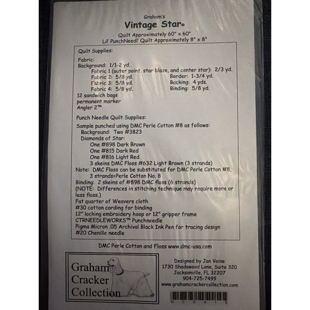 Graham Cracker Vintage Star Quilt & Punch Needle Pattern GCCC016