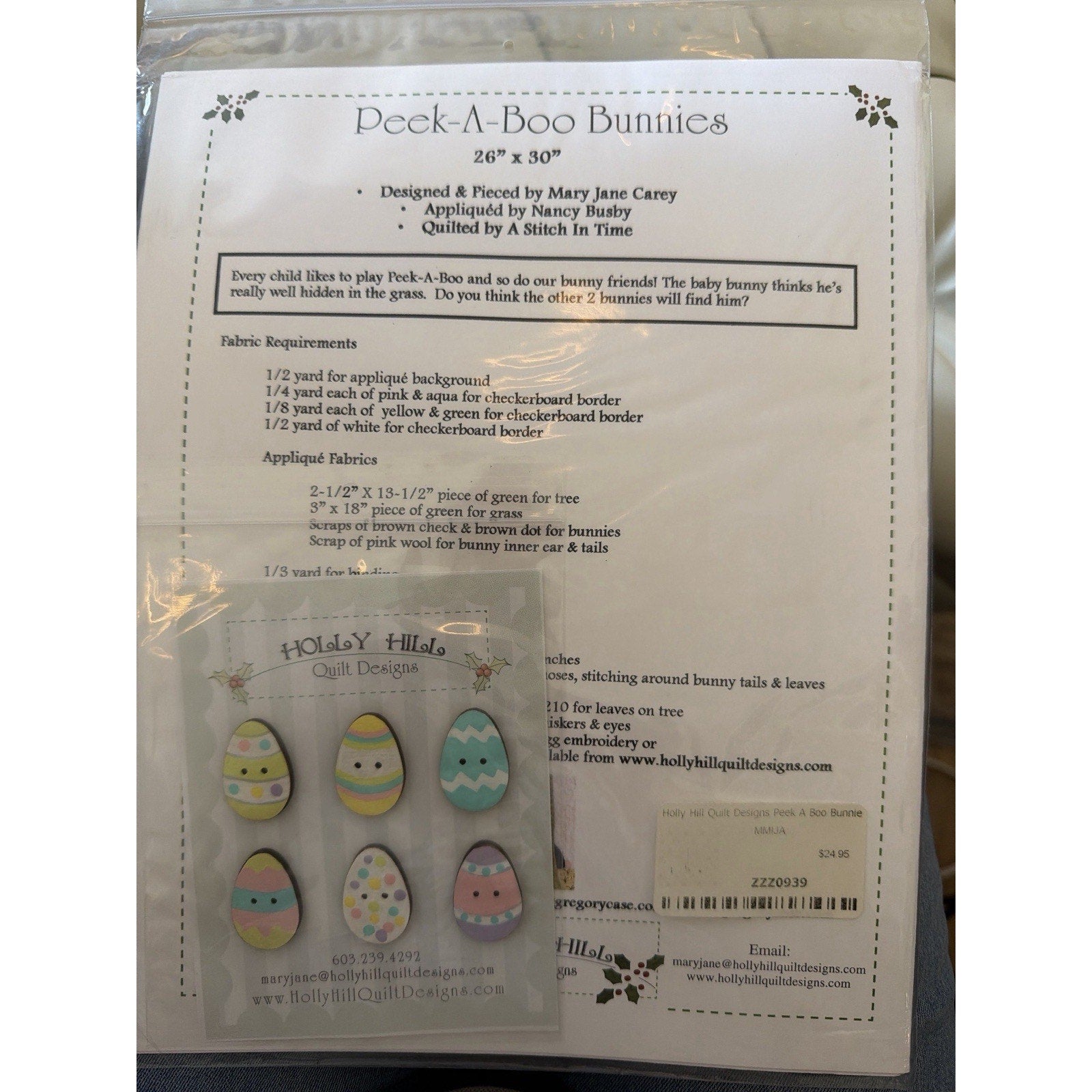 PEEK A BOO BUNNIES Quilt Wall Hanging Pattern ~ Spring ~ Holly Hill