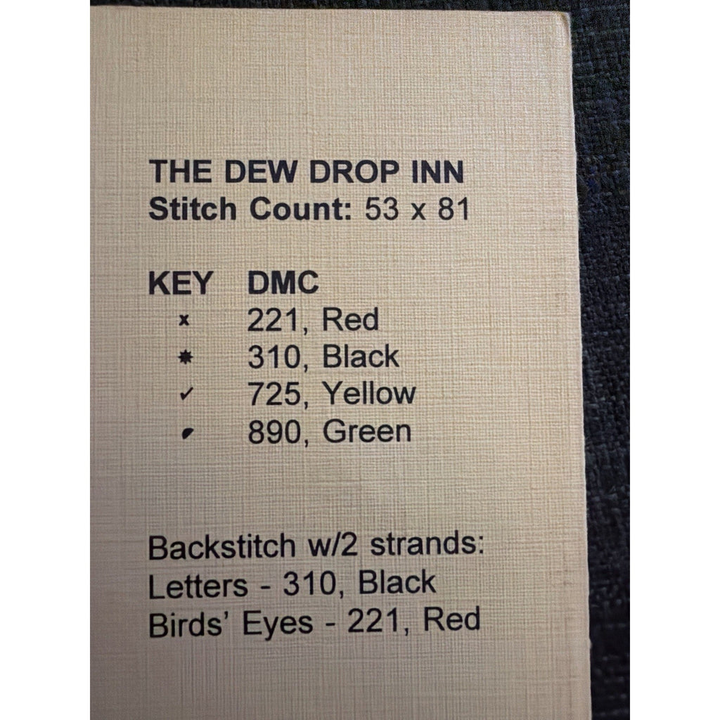 Blue Whale Dew Drop Inn Cross Stitch Pattern NS14 Primitive Farmhouse